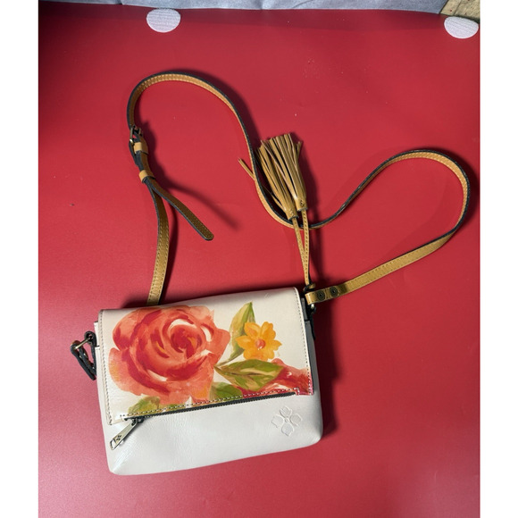 Patricia Nash Handbags - Patricia Nash Leather Salandra Flap Crossbody - Citrus Rose Placement has defect